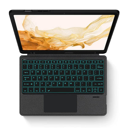For Samsung Galaxy Tab S8+ Case PU Leather Stand Cover with Detachable Backlight Bluetooth Keyboard