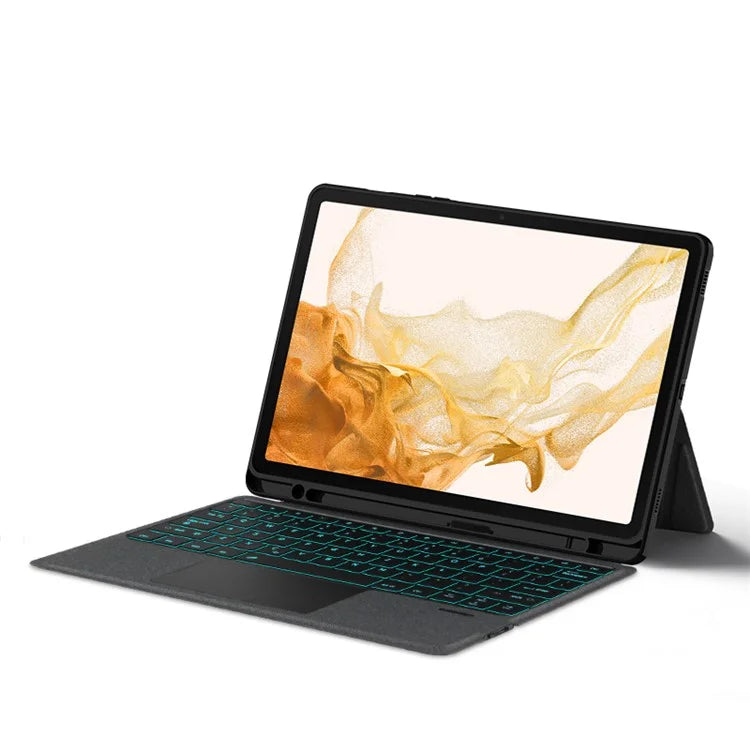 For Samsung Galaxy Tab S8+ Case PU Leather Stand Cover with Detachable Backlight Bluetooth Keyboard