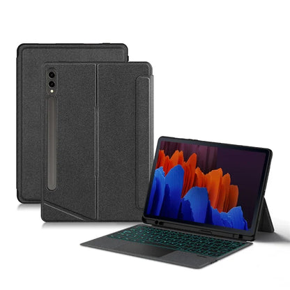 For Samsung Galaxy Tab S7+ Leather Case + Detachable Wireless Bluetooth Keyboard with Backlight