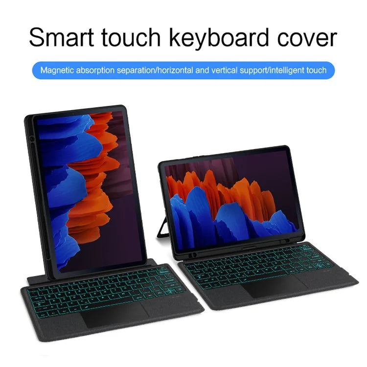For Samsung Galaxy Tab S7+ Leather Case + Detachable Wireless Bluetooth Keyboard with Backlight