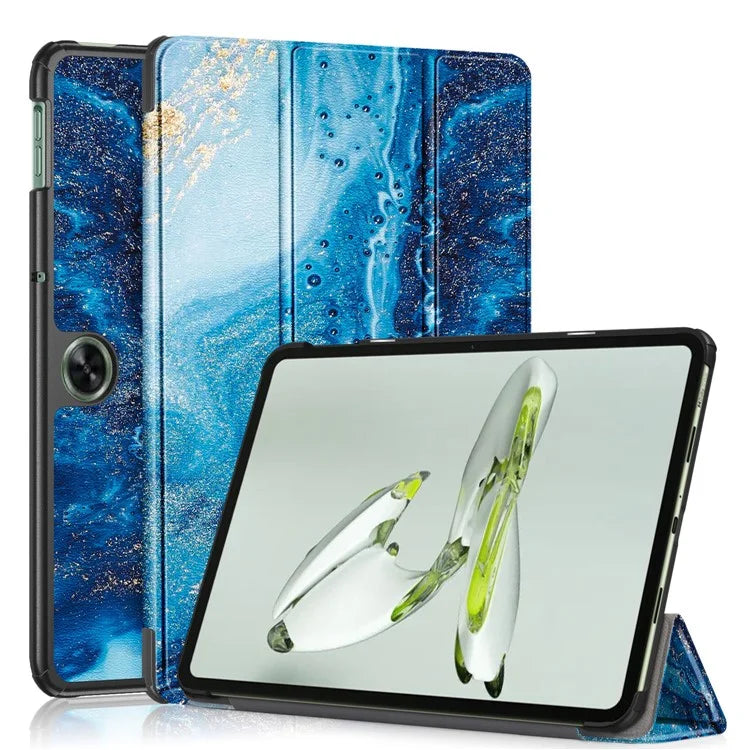 For OnePlus Pad Go / Oppo Pad Air 2 Smart Cover Full-Body Tri-fold Stand Pattern Tablet Case