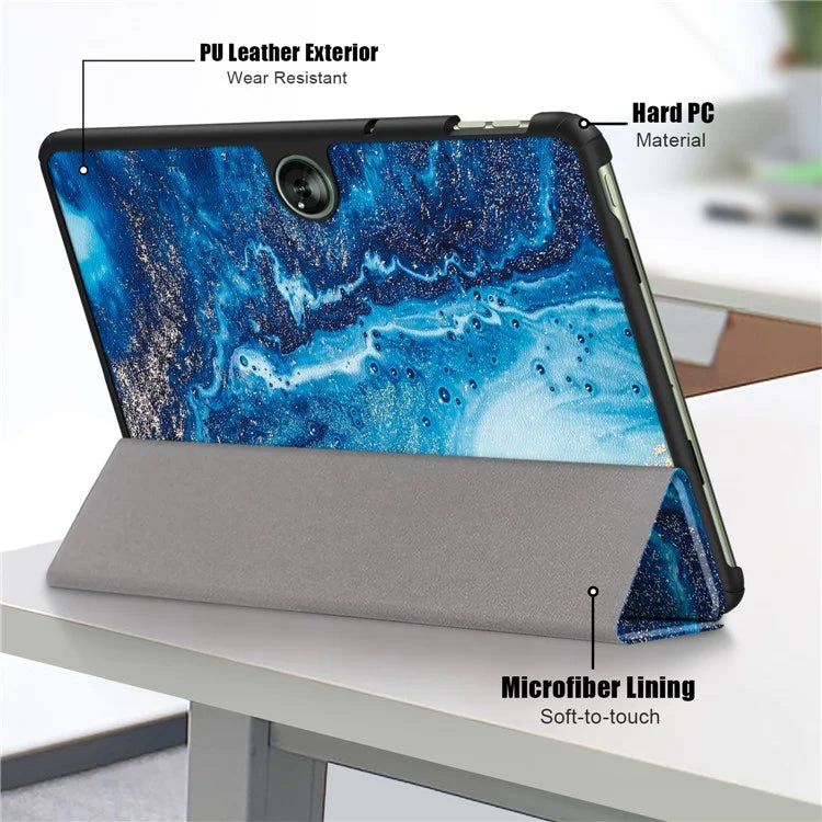 For OnePlus Pad Go / Oppo Pad Air 2 Smart Cover Full-Body Tri-fold Stand Pattern Tablet Case