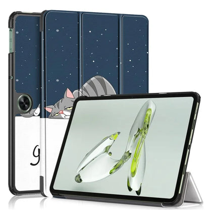 For OnePlus Pad Go / Oppo Pad Air 2 / Pad Neo Smart Cover Full-Body Tri-fold Stand Pattern Tablet Case