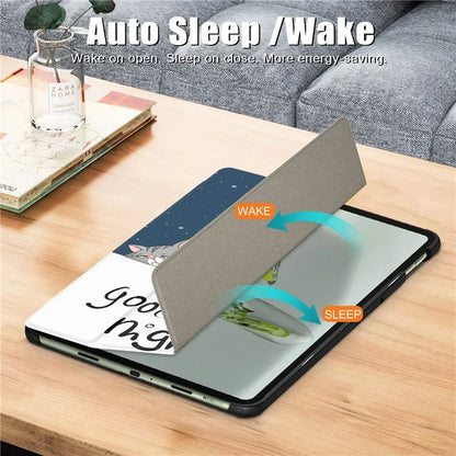 For OnePlus Pad Go / Oppo Pad Air 2 / Pad Neo Smart Cover Full-Body Tri-fold Stand Pattern Tablet Case