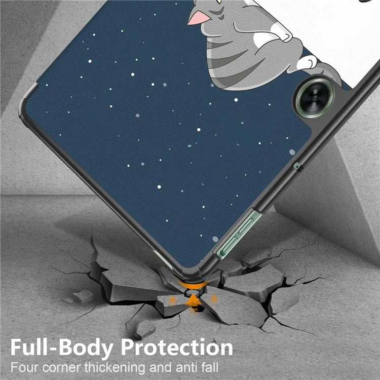 For OnePlus Pad Go / Oppo Pad Air 2 / Pad Neo Smart Cover Full-Body Tri-fold Stand Pattern Tablet Case