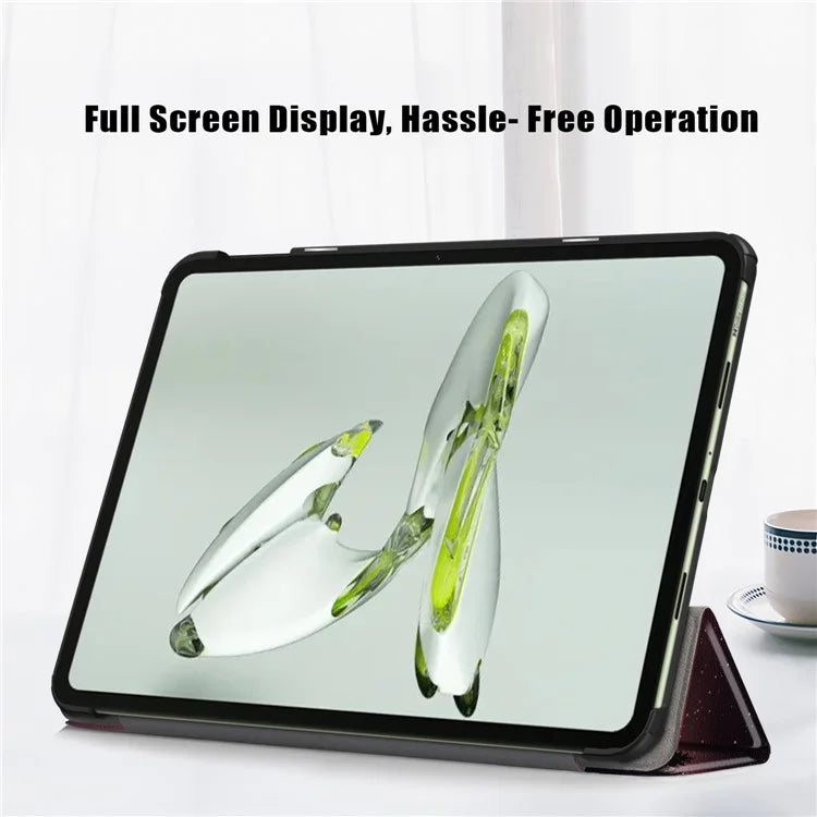 For OnePlus Pad Go / Oppo Pad Air 2 / Pad Neo Smart Cover Full-Body Tri-fold Stand Pattern Tablet Case