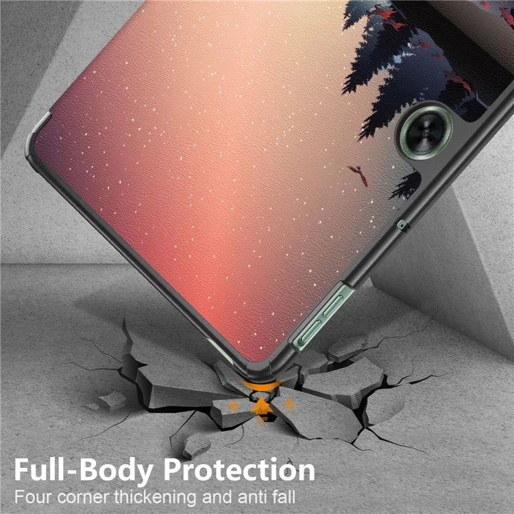 For OnePlus Pad Go / Oppo Pad Air 2 / Pad Neo Smart Cover Full-Body Tri-fold Stand Pattern Tablet Case
