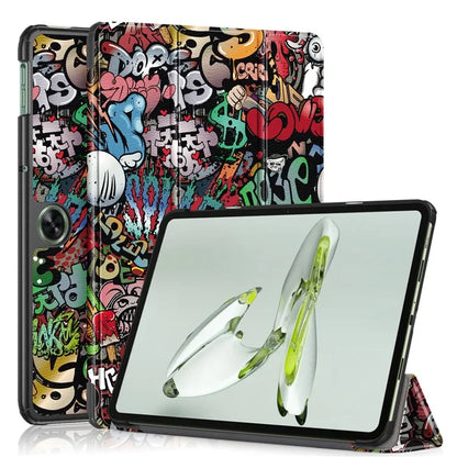 For OnePlus Pad Go / Oppo Pad Air 2 / Pad Neo Smart Cover Full-Body Tri-fold Stand Pattern Tablet Case