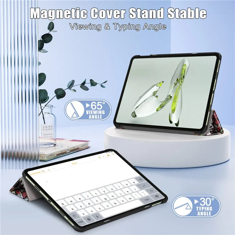 For OnePlus Pad Go / Oppo Pad Air 2 / Pad Neo Smart Cover Full-Body Tri-fold Stand Pattern Tablet Case