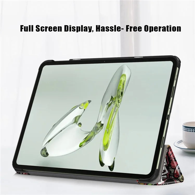 For OnePlus Pad Go / Oppo Pad Air 2 / Pad Neo Smart Cover Full-Body Tri-fold Stand Pattern Tablet Case