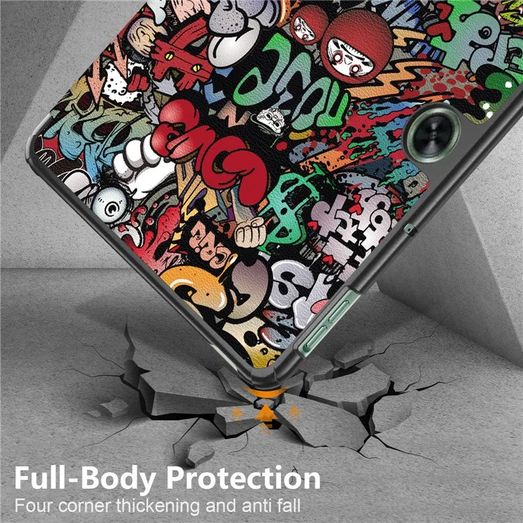 For OnePlus Pad Go / Oppo Pad Air 2 / Pad Neo Smart Cover Full-Body Tri-fold Stand Pattern Tablet Case