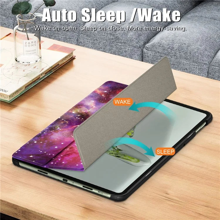 For OnePlus Pad Go / Oppo Pad Air 2 / Pad Neo Smart Cover Full-Body Tri-fold Stand Pattern Tablet Case