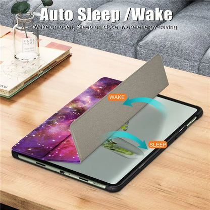 For OnePlus Pad Go / Oppo Pad Air 2 / Pad Neo Smart Cover Full-Body Tri-fold Stand Pattern Tablet Case