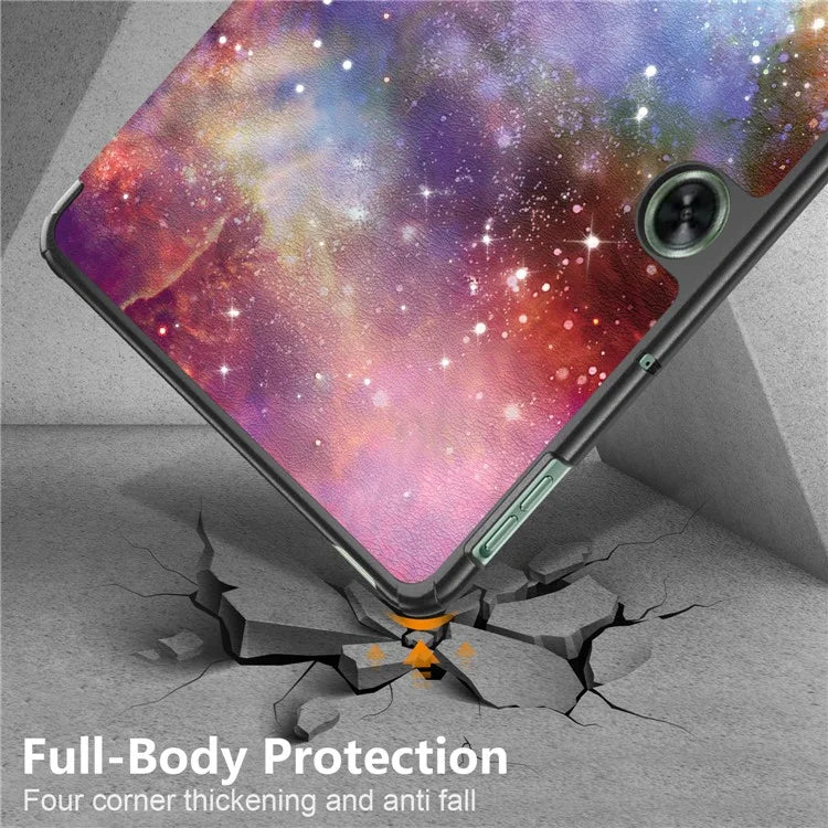 For OnePlus Pad Go / Oppo Pad Air 2 / Pad Neo Smart Cover Full-Body Tri-fold Stand Pattern Tablet Case