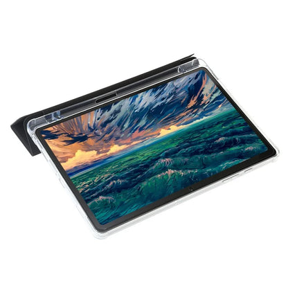For Samsung Galaxy Tab A9+ Tablet Case PU+Acrylic+TPU Tri-fold Stand Cover