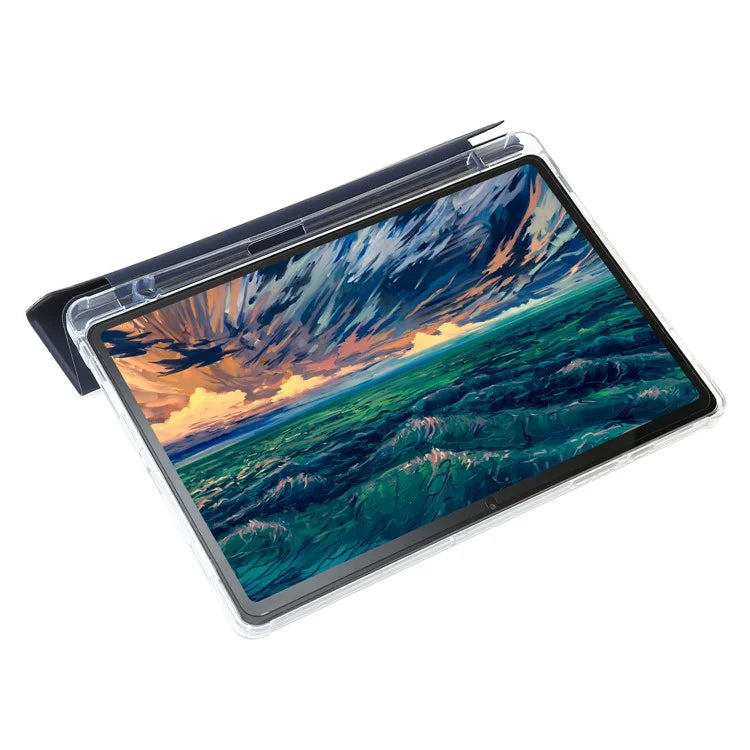 For Samsung Galaxy Tab A9+ Tablet Case PU+Acrylic+TPU Tri-fold Stand Cover