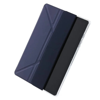 For Samsung Galaxy Tab A9+ Tablet Case PU+Acrylic+TPU Tri-fold Stand Cover