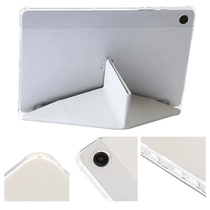 For Samsung Galaxy Tab A9+ Tablet Case PU+Acrylic+TPU Tri-fold Stand Cover