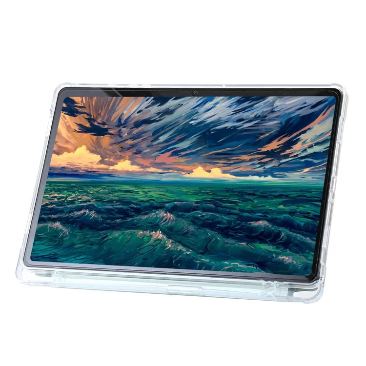 For Samsung Galaxy Tab A9+ Tablet Case PU+Acrylic+TPU Tri-fold Stand Cover