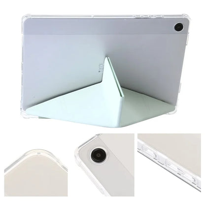 For Samsung Galaxy Tab A9+ Tablet Case PU+Acrylic+TPU Tri-fold Stand Cover