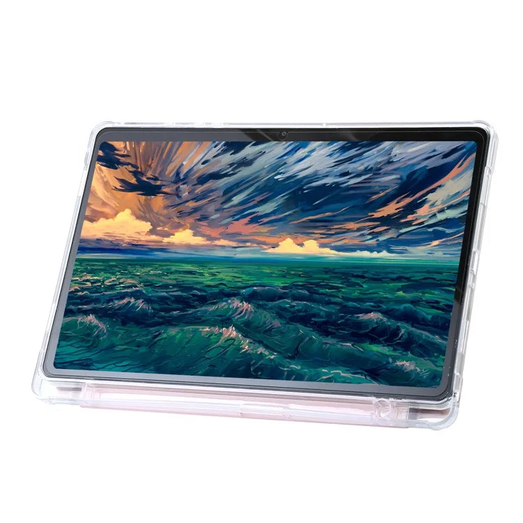 For Samsung Galaxy Tab A9+ Tablet Case PU+Acrylic+TPU Tri-fold Stand Cover