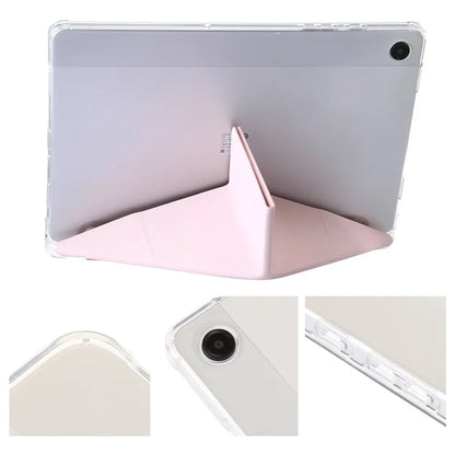For Samsung Galaxy Tab A9+ Tablet Case PU+Acrylic+TPU Tri-fold Stand Cover