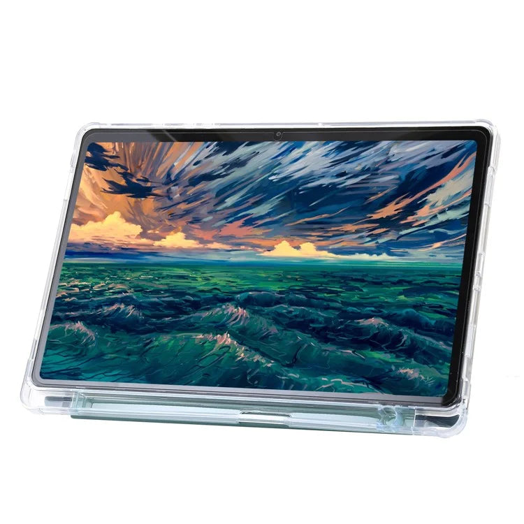 For Samsung Galaxy Tab A9+ Tablet Case PU+Acrylic+TPU Tri-fold Stand Cover