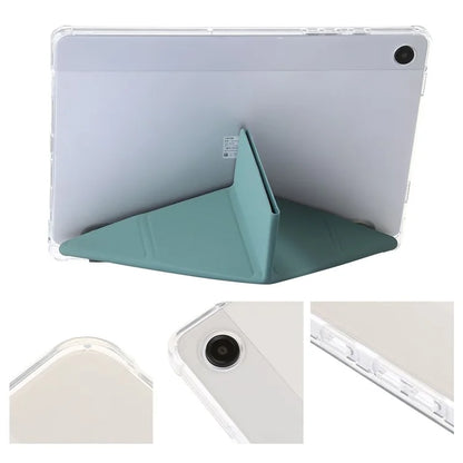 For Samsung Galaxy Tab A9+ Tablet Case PU+Acrylic+TPU Tri-fold Stand Cover