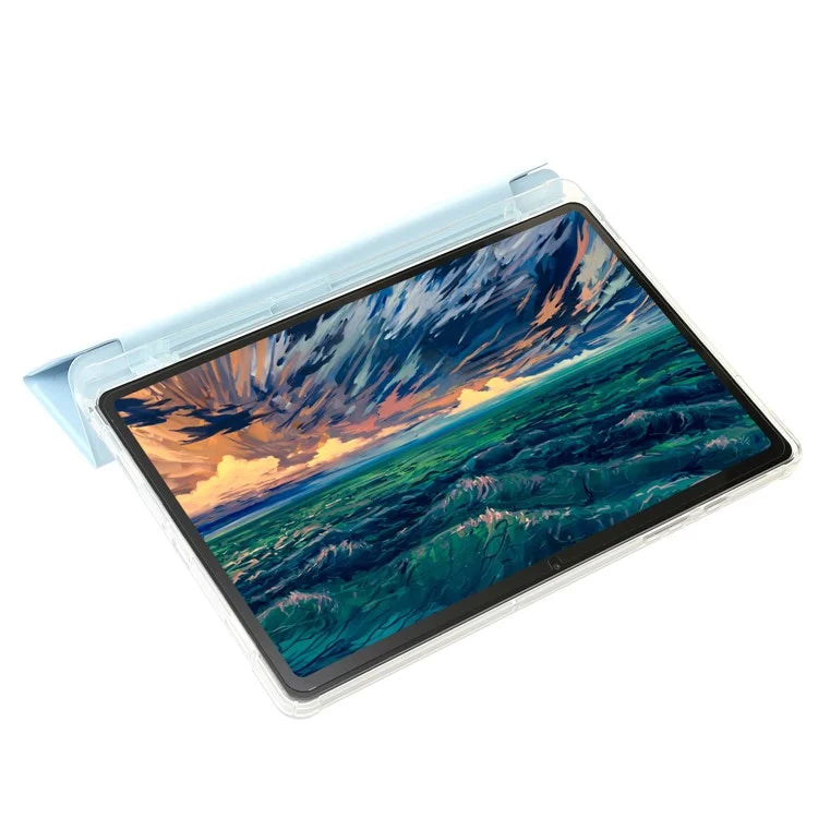For Samsung Galaxy Tab A9+ Tablet Case PU+Acrylic+TPU Tri-fold Stand Cover