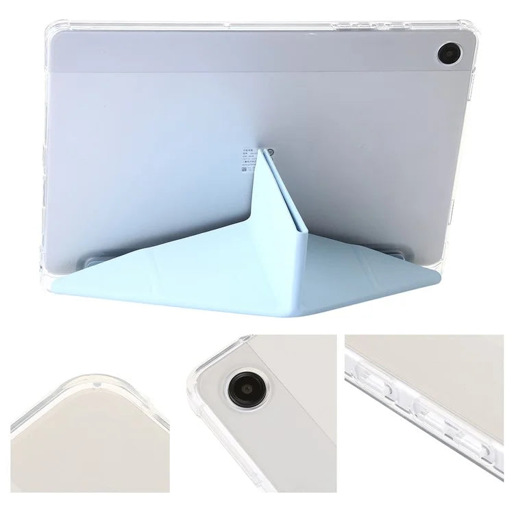 For Samsung Galaxy Tab A9+ Tablet Case PU+Acrylic+TPU Tri-fold Stand Cover