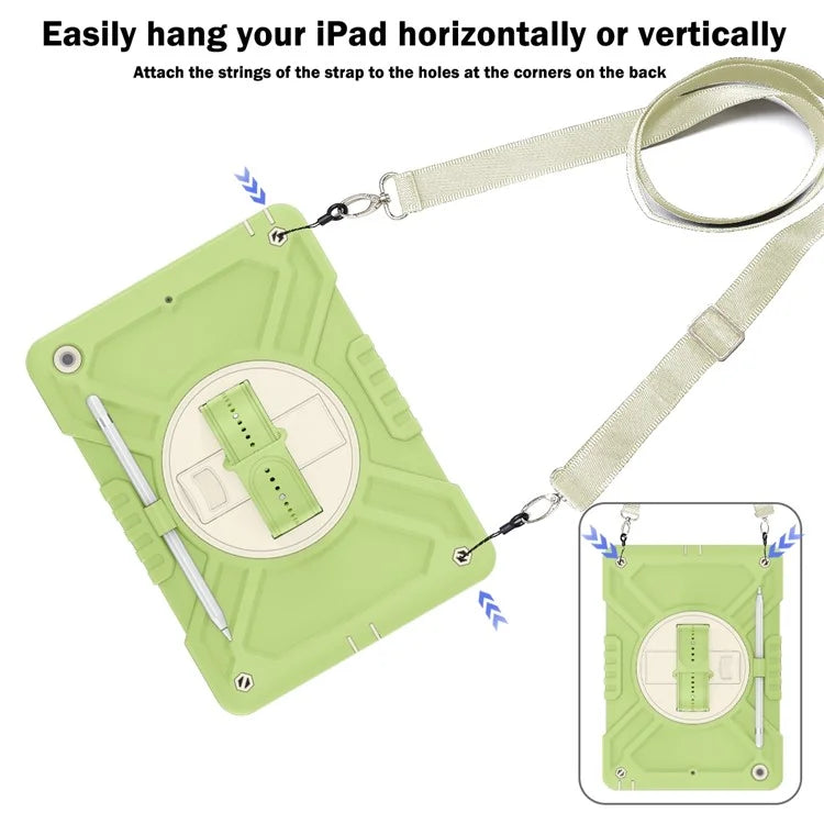 X-Shaped Series for iPad 10.2 (2019) / (2020) / (2021) Case Tablet Cover with Shoulder Strap / Hand Strap