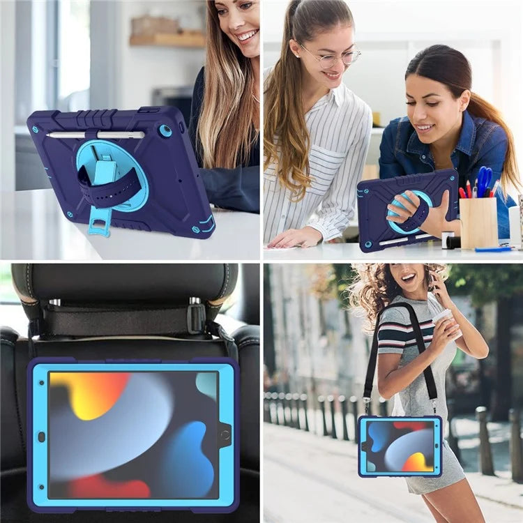 X-Shaped Series for iPad 10.2 (2019) / (2020) / (2021) Case Tablet Cover with Shoulder Strap / Hand Strap