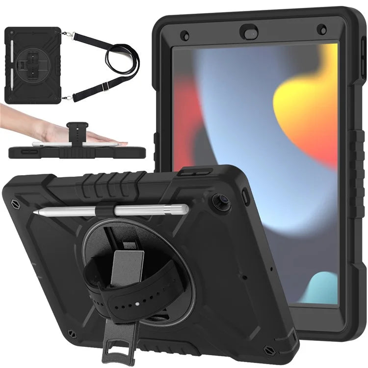 X-Shaped Series for iPad 10.2 (2019) / (2020) / (2021) Case Tablet Cover with Shoulder Strap / Hand Strap