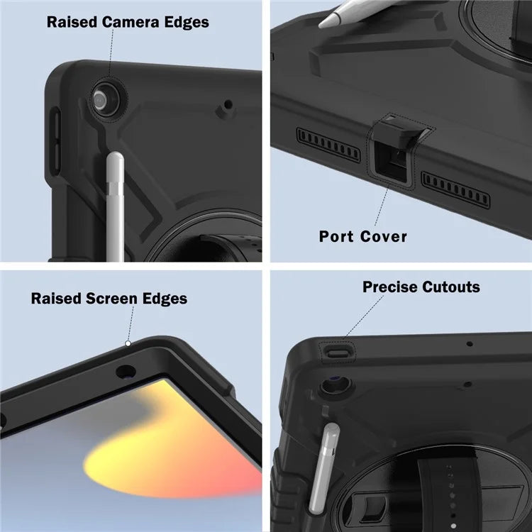 X-Shaped Series for iPad 10.2 (2019) / (2020) / (2021) Case Tablet Cover with Shoulder Strap / Hand Strap