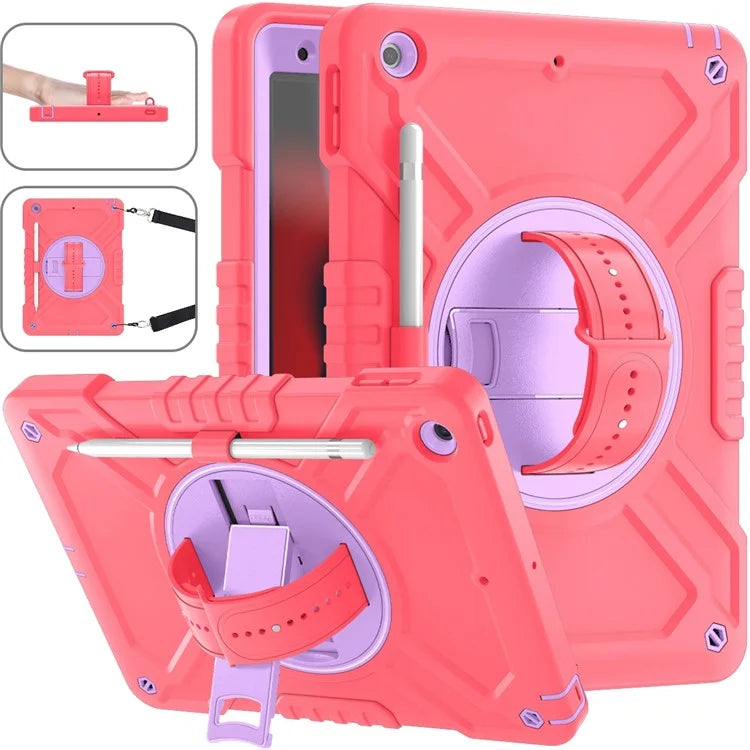 X-Shaped Series for iPad 10.2 (2019) / (2020) / (2021) Case Tablet Cover with Shoulder Strap / Hand Strap