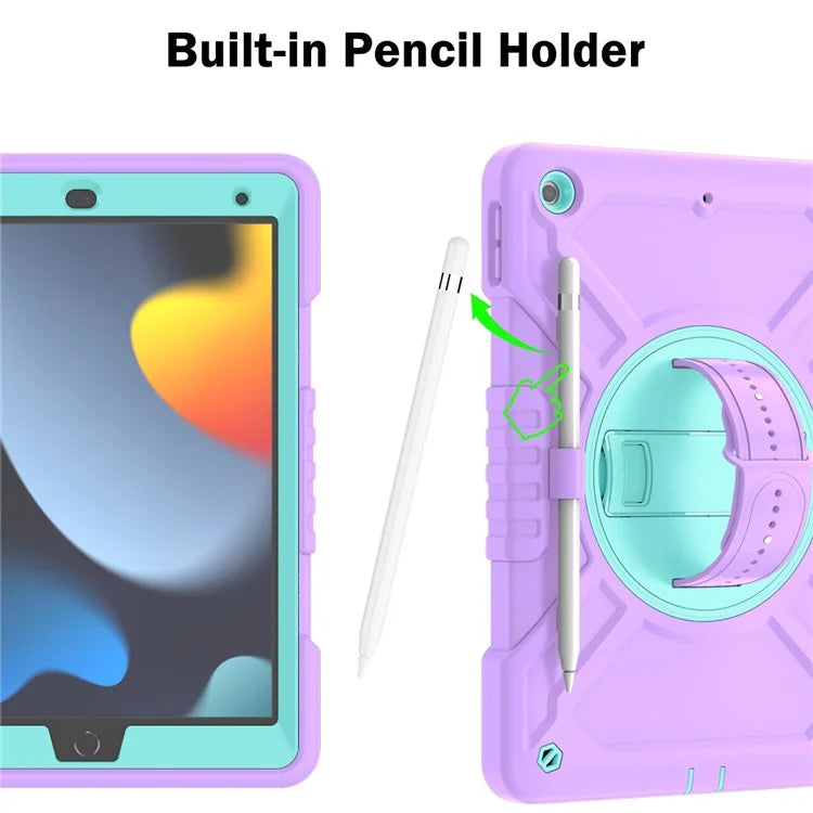 X-Shaped Series for iPad 10.2 (2019) / (2020) / (2021) Case Tablet Cover with Shoulder Strap / Hand Strap
