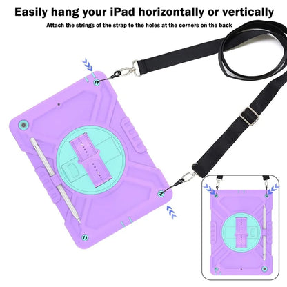 X-Shaped Series for iPad 10.2 (2019) / (2020) / (2021) Case Tablet Cover with Shoulder Strap / Hand Strap
