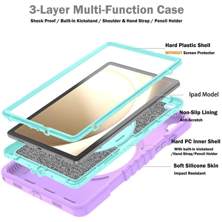 X-Shaped Series for Samsung Galaxy Tab A9+ Case PC+Silicone Rugged Shockproof Tablet Cover