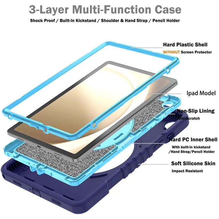 X-Shaped Series for Samsung Galaxy Tab A9+ Case PC+Silicone Rugged Shockproof Tablet Cover