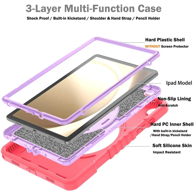 X-Shaped Series for Samsung Galaxy Tab A9+ Case PC+Silicone Rugged Shockproof Tablet Cover