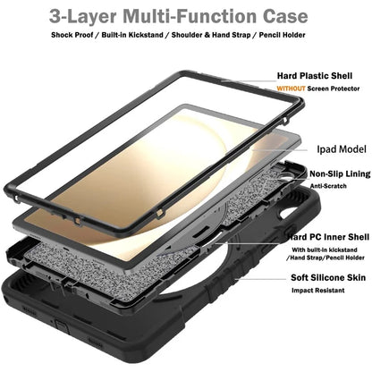 X-Shaped Series for Samsung Galaxy Tab A9+ Case PC+Silicone Rugged Shockproof Tablet Cover
