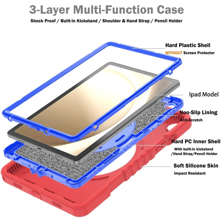 X-Shaped Series for Samsung Galaxy Tab A9+ Case PC+Silicone Rugged Shockproof Tablet Cover