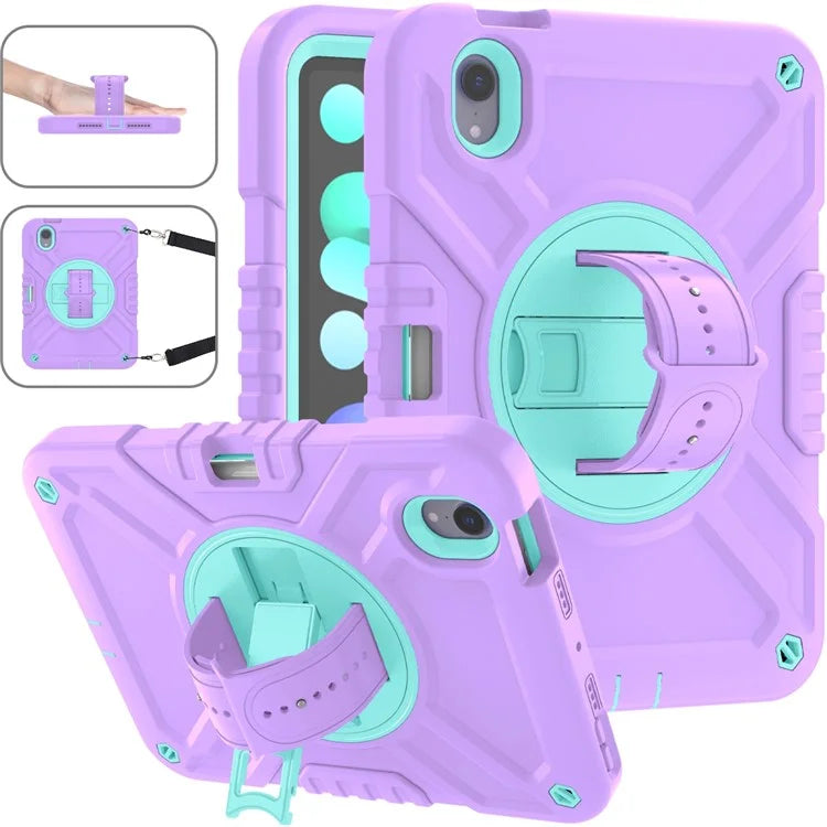 X-Shaped Series for iPad mini (2021) Tablet Case Kickstand Rugged Cover with Shoulder Strap