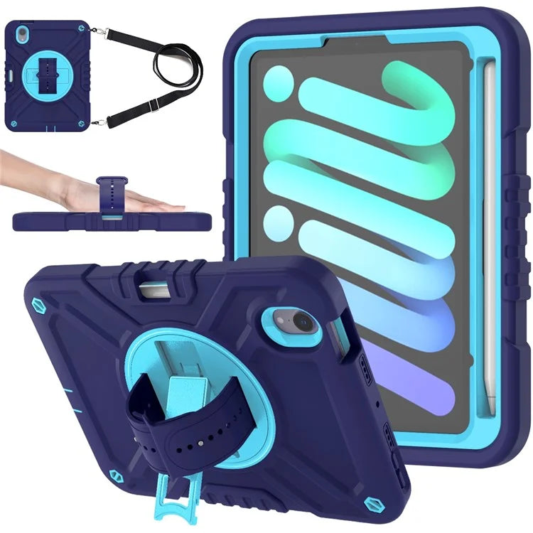 X-Shaped Series for iPad mini (2021) Tablet Case Kickstand Rugged Cover with Shoulder Strap