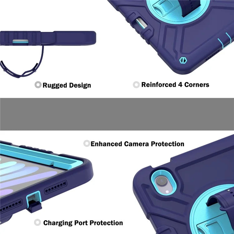 X-Shaped Series for iPad mini (2021) Tablet Case Kickstand Rugged Cover with Shoulder Strap