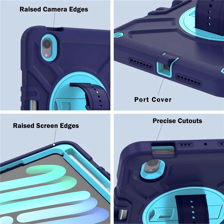 X-Shaped Series for iPad mini (2021) Tablet Case Kickstand Rugged Cover with Shoulder Strap