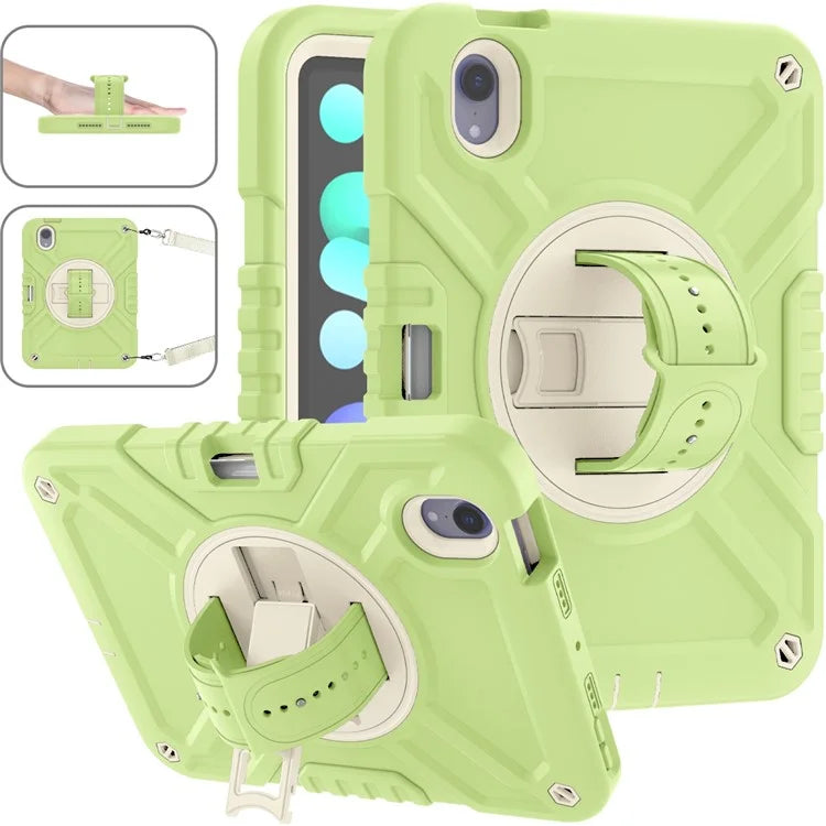 X-Shaped Series for iPad mini (2021) Tablet Case Kickstand Rugged Cover with Shoulder Strap