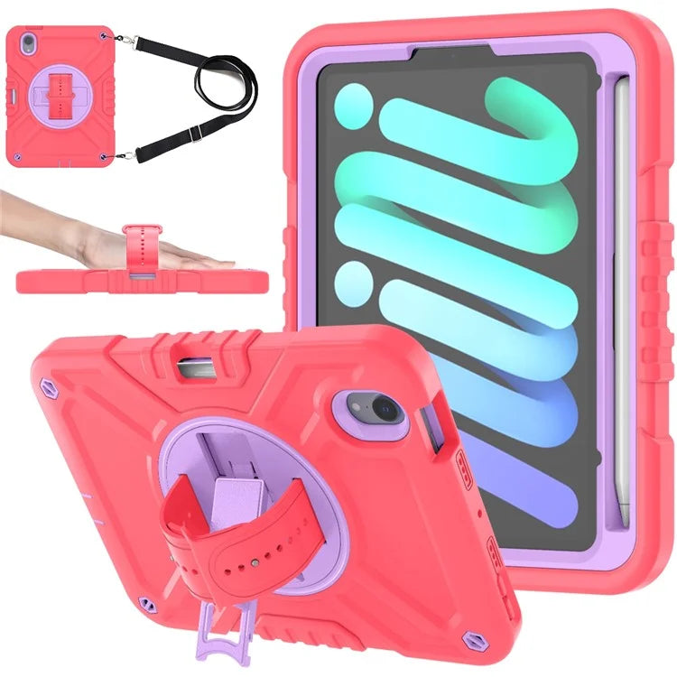 X-Shaped Series for iPad mini (2021) Tablet Case Kickstand Rugged Cover with Shoulder Strap