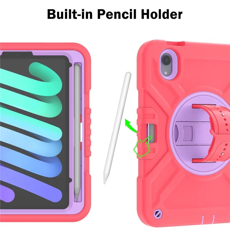 X-Shaped Series for iPad mini (2021) Tablet Case Kickstand Rugged Cover with Shoulder Strap