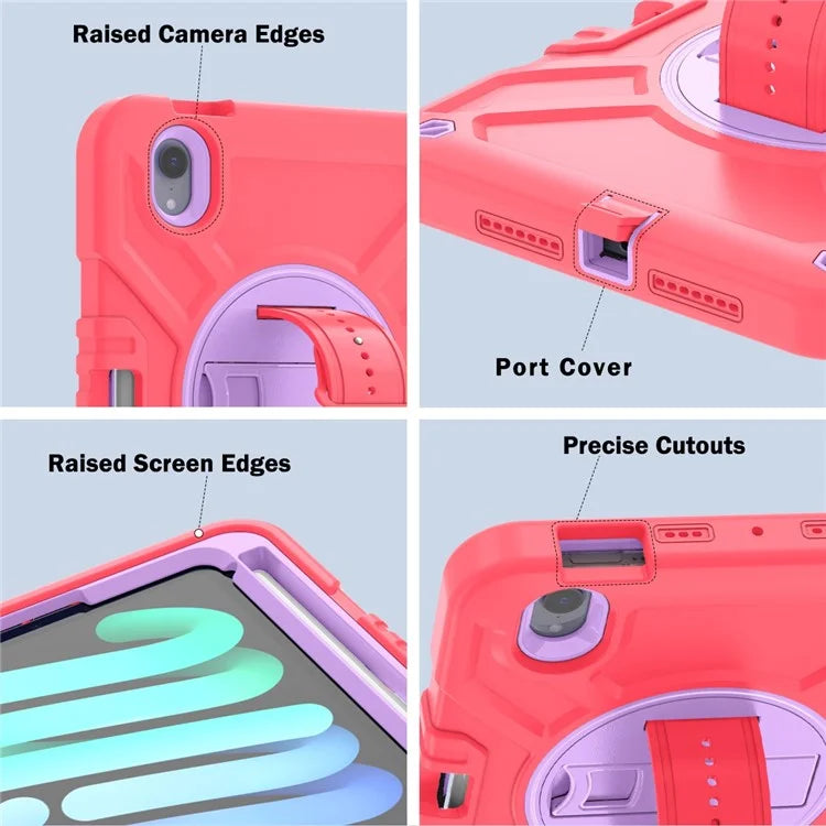 X-Shaped Series for iPad mini (2021) Tablet Case Kickstand Rugged Cover with Shoulder Strap